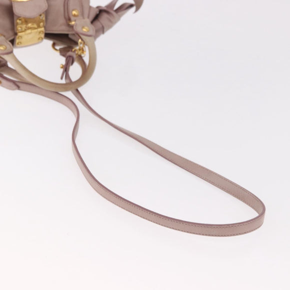 Miu Miu Handtas Leer 2-weg Roze Goud Auth 187497