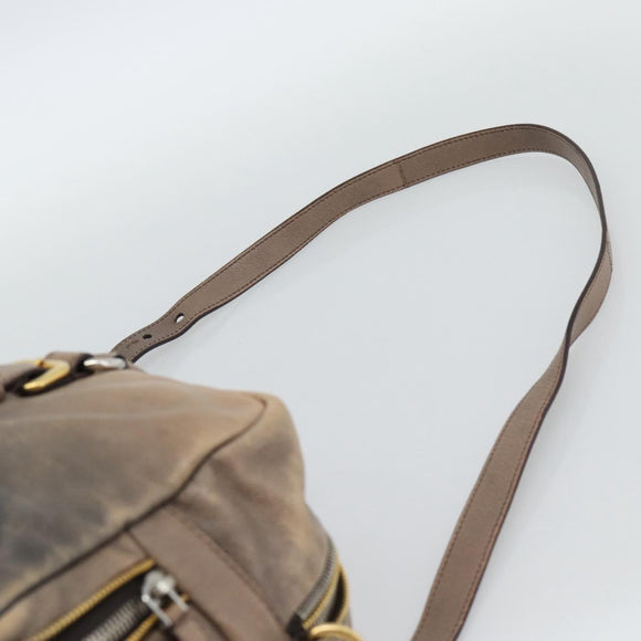 PRADA Handtas Leer 2-weg Beige Goud Auth 187498A