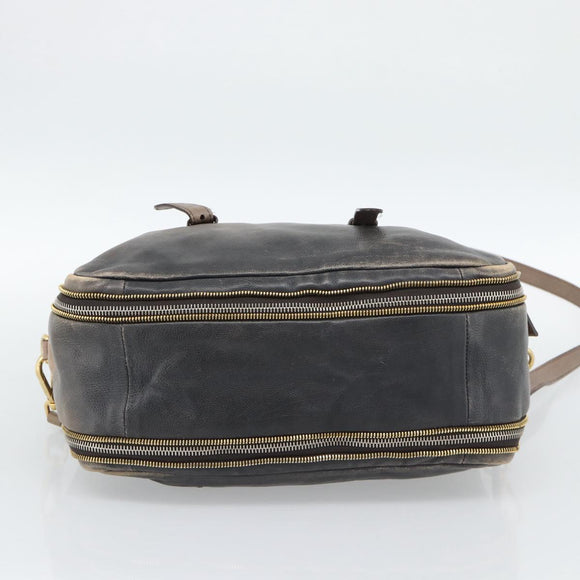 PRADA Handtas Leer 2-weg Beige Goud Auth 187498A