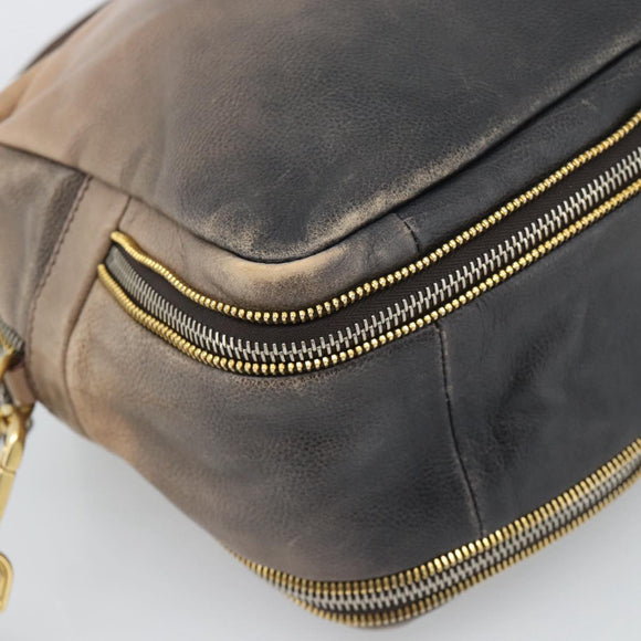 PRADA Handtas Leer 2-weg Beige Goud Auth 187498A