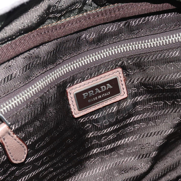 PRADA Handtas Leer 2-weg Beige Goud Auth 187498A