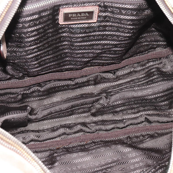 PRADA Handtas Leer 2-weg Beige Goud Auth 187498A