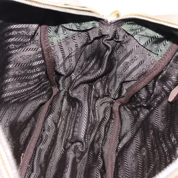 PRADA Handtas Leer 2-weg Beige Goud Auth 187498A