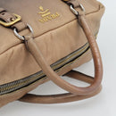 PRADA Handtas Leer 2-weg Beige Goud Auth 187498A-7
