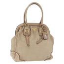 PRADA Hand Bag Leather Beige Gold Auth 187499-1
