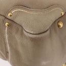 PRADA Hand Bag Leather Beige Gold Auth 187499-8