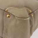PRADA Hand Bag Leather Beige Gold Auth 187499-15