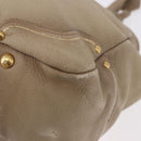 PRADA Hand Bag Leather Beige Gold Auth 187499-17