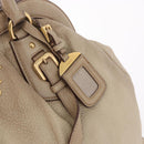 PRADA Hand Bag Leather Beige Gold Auth 187499-9