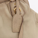 PRADA Hand Bag Leather Beige Gold Auth 187499-19