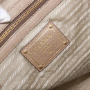 PRADA Hand Bag Leather Beige Gold Auth 187499-20