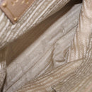 PRADA Hand Bag Leather Beige Gold Auth 187499-10