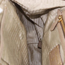 PRADA Hand Bag Leather Beige Gold Auth 187499-23
