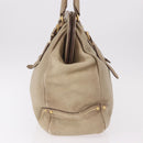 PRADA Hand Bag Leather Beige Gold Auth 187499-3