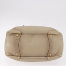 PRADA Hand Bag Leather Beige Gold Auth 187499-5