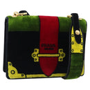 PRADA Shoulder Bag Velor Black Gold Auth 187500V-1