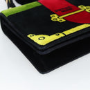 PRADA Shoulder Bag Velor Black Gold Auth 187500V-11