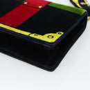 PRADA Shoulder Bag Velor Black Gold Auth 187500V-12