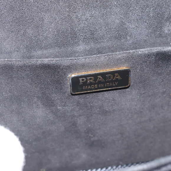 PRADA Shoulder Bag Velor Black Gold Auth 187500V