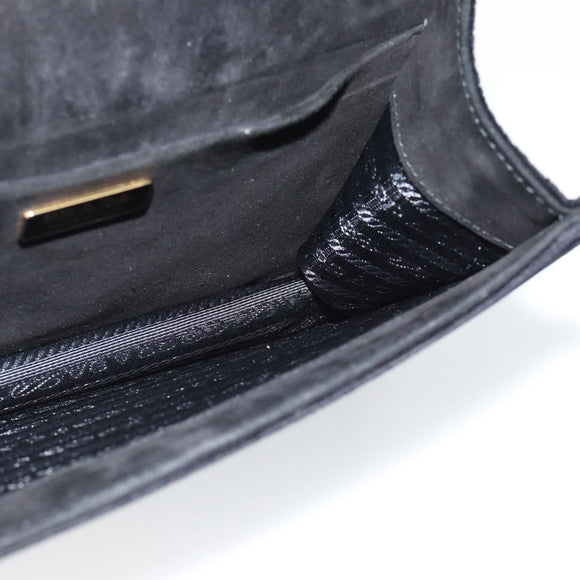 PRADA Shoulder Bag Velor Black Gold Auth 187500V