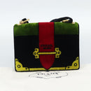 PRADA Shoulder Bag Velor Black Gold Auth 187500V-23
