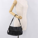 FENDI Celeria Shoulder Bag Leather Black Silver Auth 187501A-21
