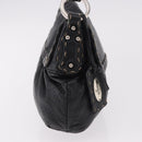 FENDI Celeria Shoulder Bag Leather Black Silver Auth 187501A-4