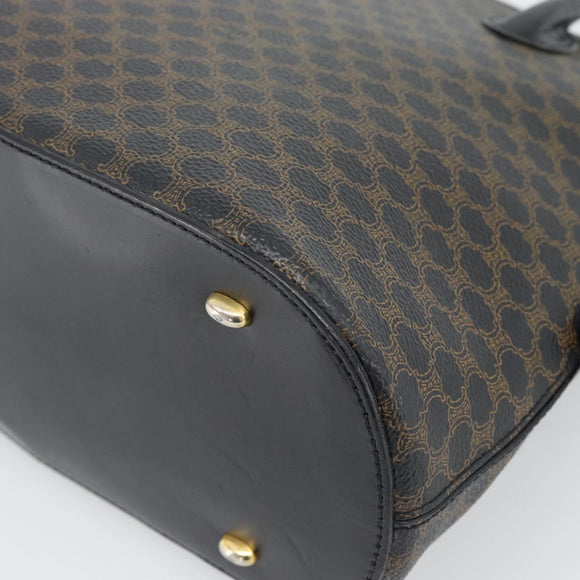 CELINE Macadam Canvas Hand Bag PVC Leather Black Gold Auth 187503A