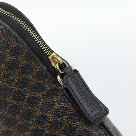 CELINE Macadam Canvas Hand Bag PVC Leather Black Gold Auth 187503A