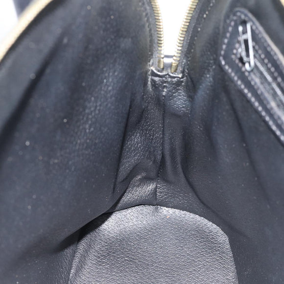 CELINE Macadam Canvas Hand Bag PVC Leather Black Gold Auth 187503A