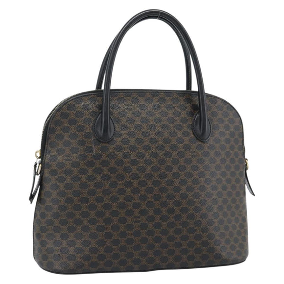 CELINE Macadam Canvas Hand Bag PVC Leather Black Gold Auth 187503A