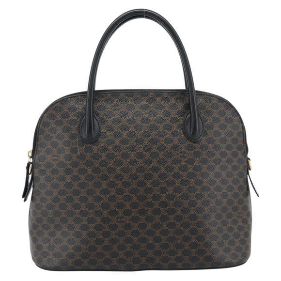 CELINE Macadam Canvas Hand Bag PVC Leather Black Gold Auth 187503A