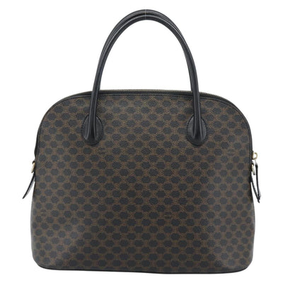 CELINE Macadam Canvas Hand Bag PVC Leather Black Gold Auth 187503A - 0