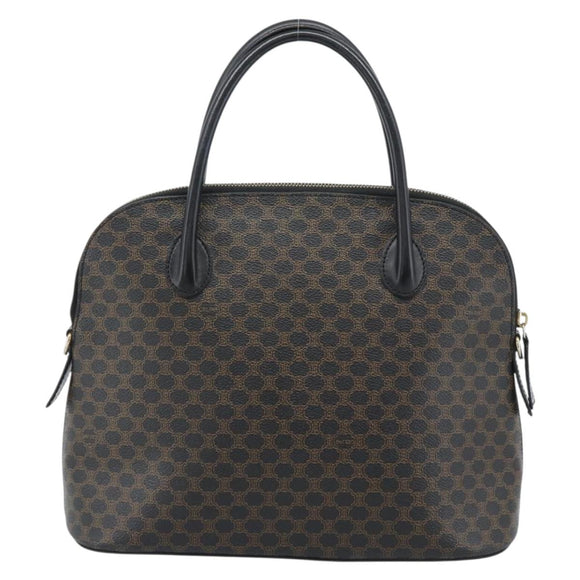 CELINE Macadam Canvas Hand Bag PVC Leather Black Gold Auth 187503A