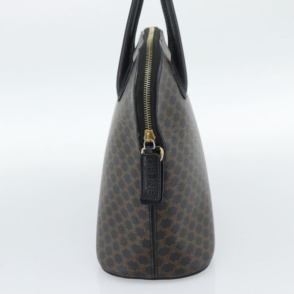 CELINE Macadam Canvas Hand Bag PVC Leather Black Gold Auth 187503A