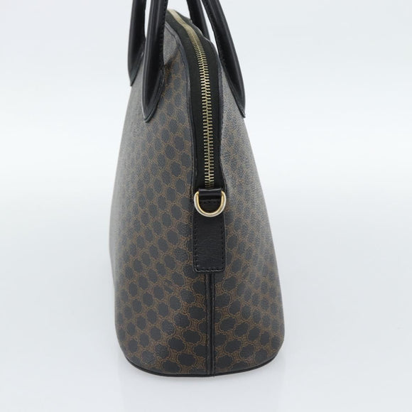 CELINE Macadam Canvas Hand Bag PVC Leather Black Gold Auth 187503A