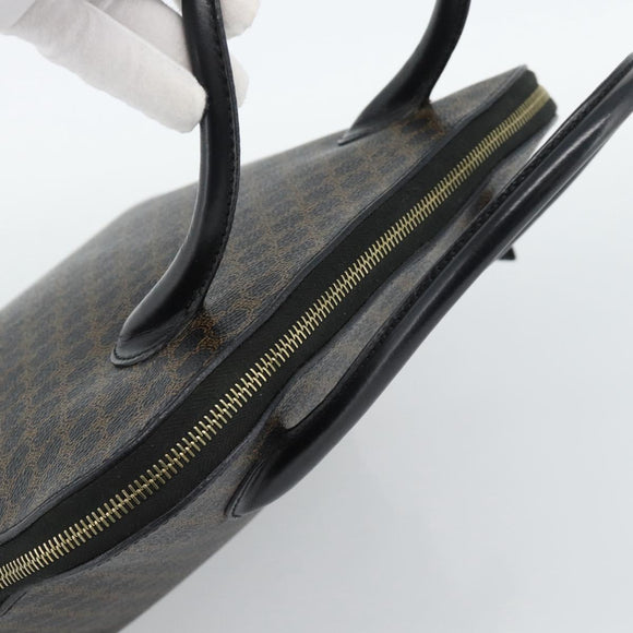 CELINE Macadam Canvas Hand Bag PVC Leather Black Gold Auth 187503A