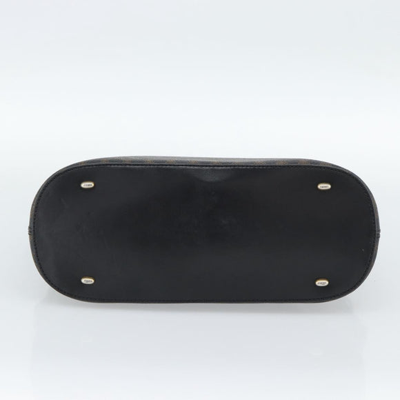 CELINE Macadam Canvas Hand Bag PVC Leather Black Gold Auth 187503A