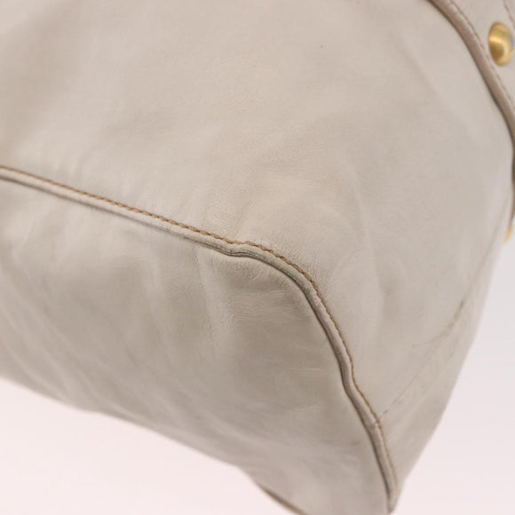 Miu Miu Hand Bag Leather Ivory Gold Auth 187504A