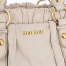 Miu Miu Hand Bag Leather Ivory Gold Auth 187504A-17