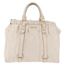 Miu Miu Hand Bag Leather Ivory Gold Auth 187504A-13