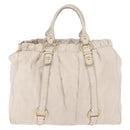 Miu Miu Hand Bag Leather Ivory Gold Auth 187504A-2
