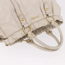 Miu Miu Hand Bag Leather Ivory Gold Auth 187504A-6