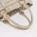 Miu Miu Hand Bag Leather Ivory Gold Auth 187504A-7