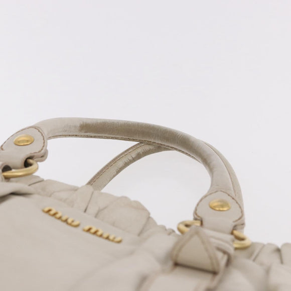 Miu Miu Hand Bag Leather Ivory Gold Auth 187504A