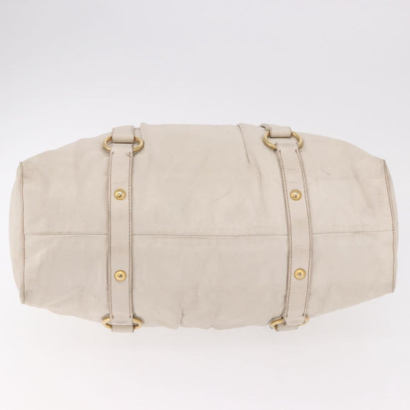 Miu Miu Hand Bag Leather Ivory Gold Auth 187504A