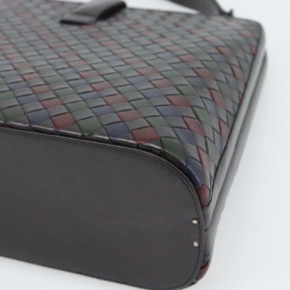BOTTEGA VENETA INTRECCIATO Hand Bag Leather Black Gold Auth 187505V