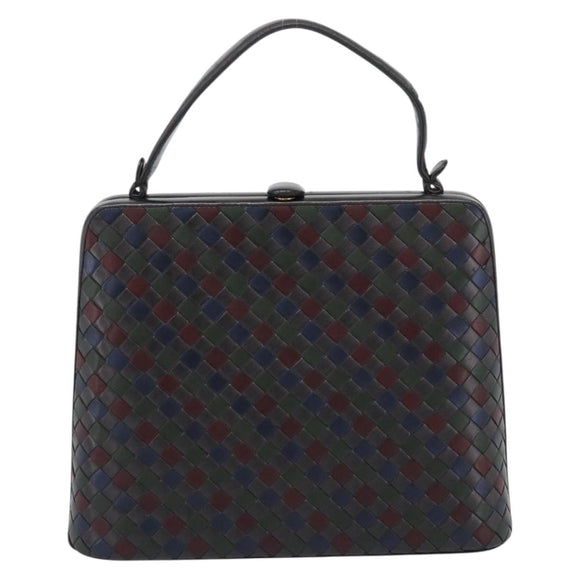 BOTTEGA VENETA INTRECCIATO Hand Bag Leather Black Gold Auth 187505V