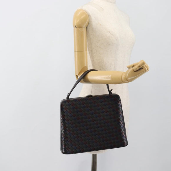 BOTTEGA VENETA INTRECCIATO Hand Bag Leather Black Gold Auth 187505V