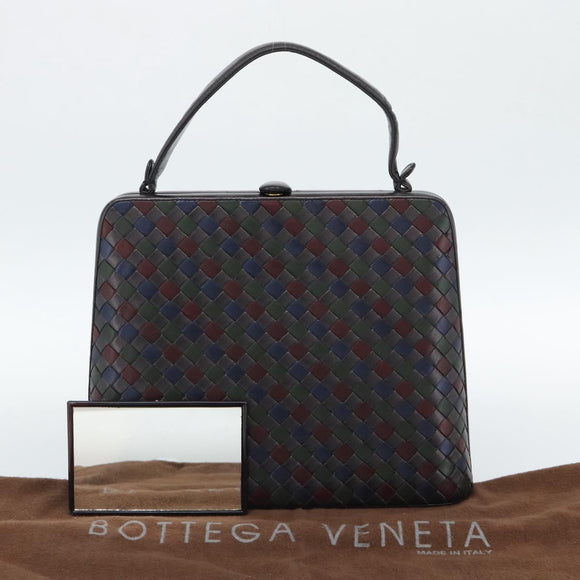 BOTTEGA VENETA INTRECCIATO Hand Bag Leather Black Gold Auth 187505V